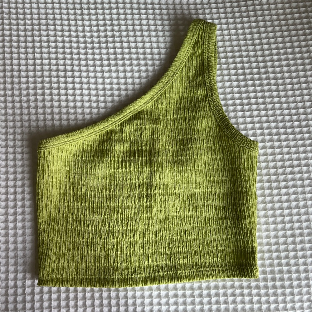 American Eagle Lime Green One Shoulder Crop Top
